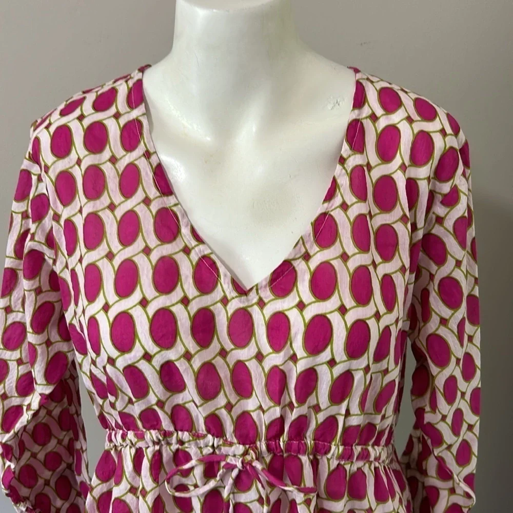 Gretchen Scott Designs Tunic Swim Coverup Dress Pink White Green Sz M - Picture 2 of 12